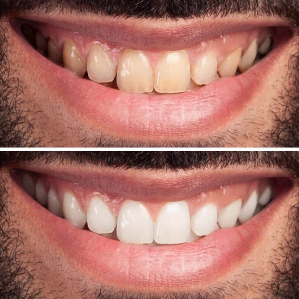 before and after tooth whitening